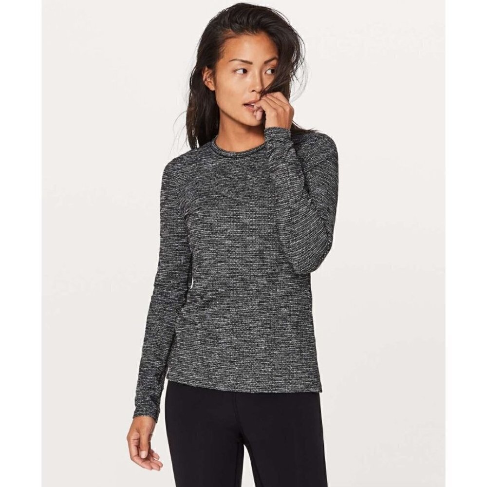 Lululemon Kitsilano Coco Pique Black White Fitted Long‎ Sleeve 4